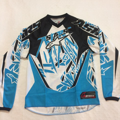 ALPINESTARS YOUTH RACER JERSEY CYAN BLUE LARGE
