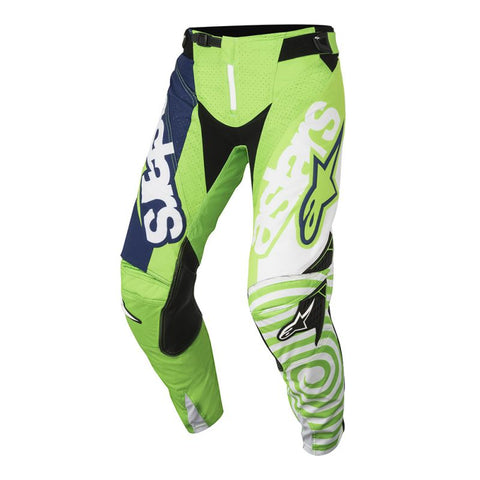 ALPINESTARS RACER VENOM YOUTH GREEN FLUO WHITE DARK BLUE PANTS